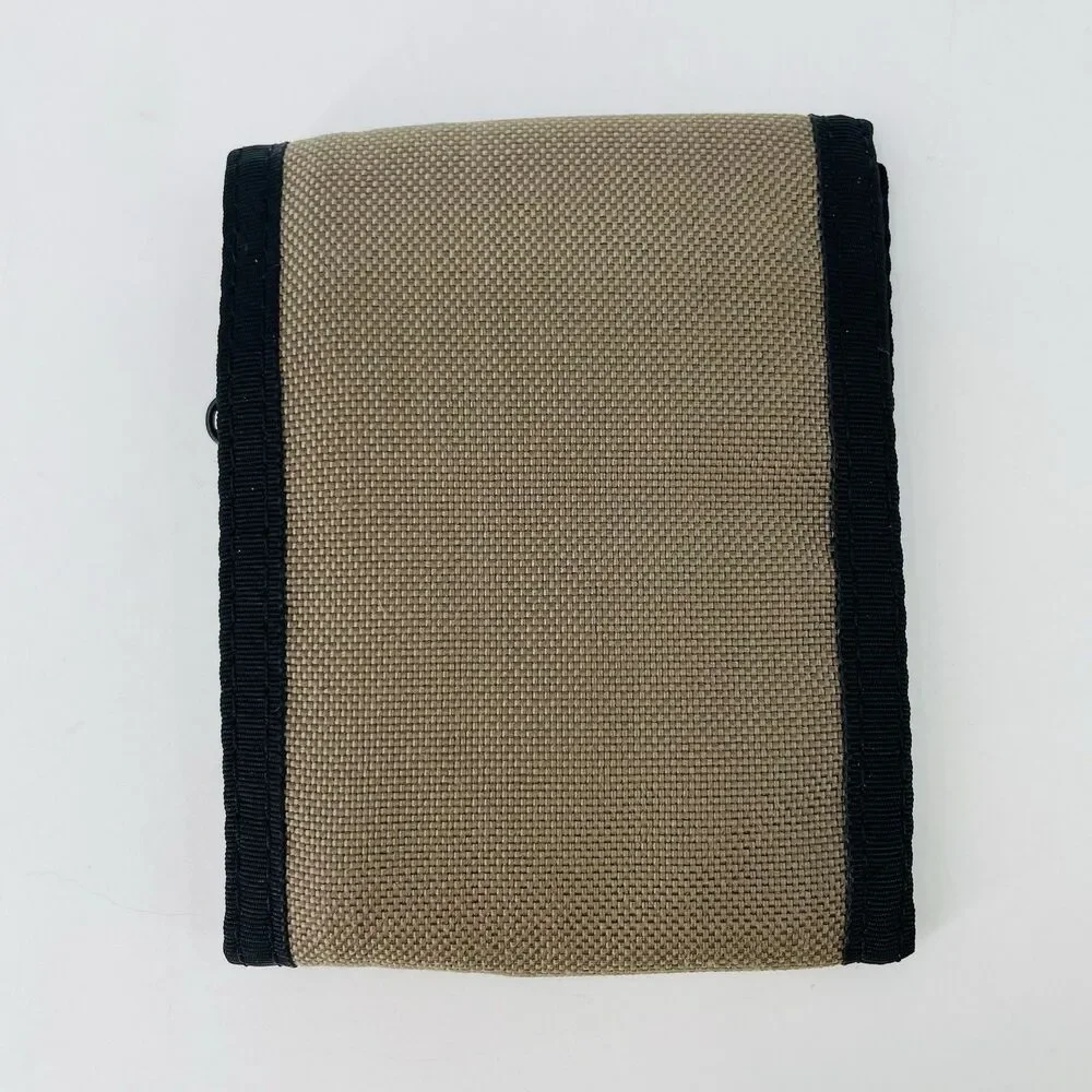 Vtg Eagle Creek Bifold Nylon Wallet Tan Brown Hook & Loop Travel Ripper Retro